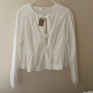 Vestique White Blouse with Bow Details